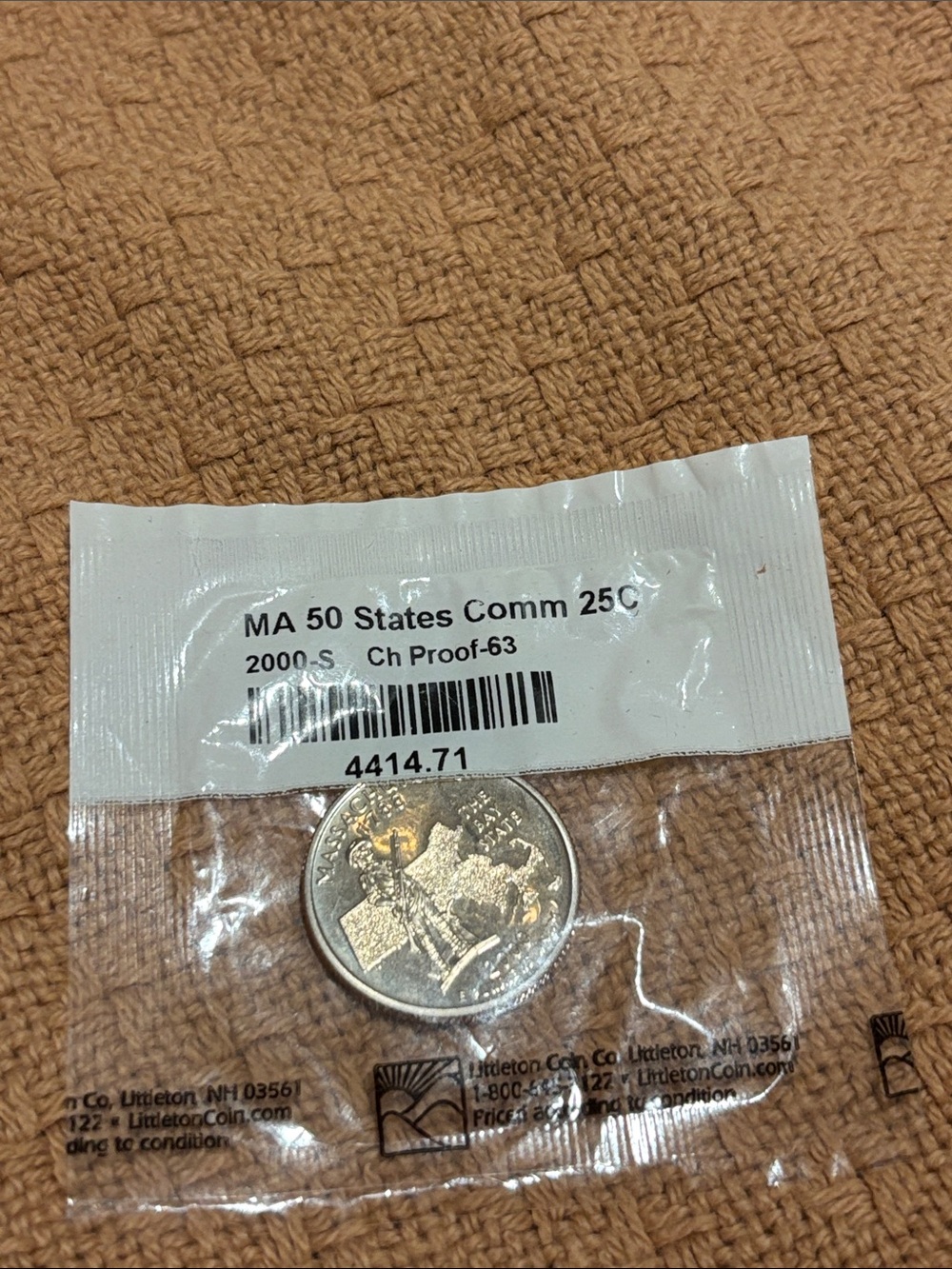 Littleton Silver Coin in Protective Pouch - 50 States Quarter (Massachusetts)